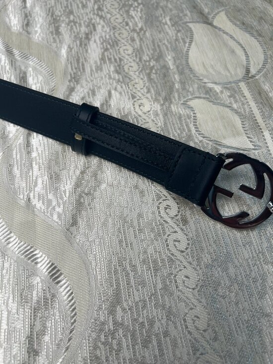 Gucci Black Leather Belt with Silver Buckle Size 85cm main image 4